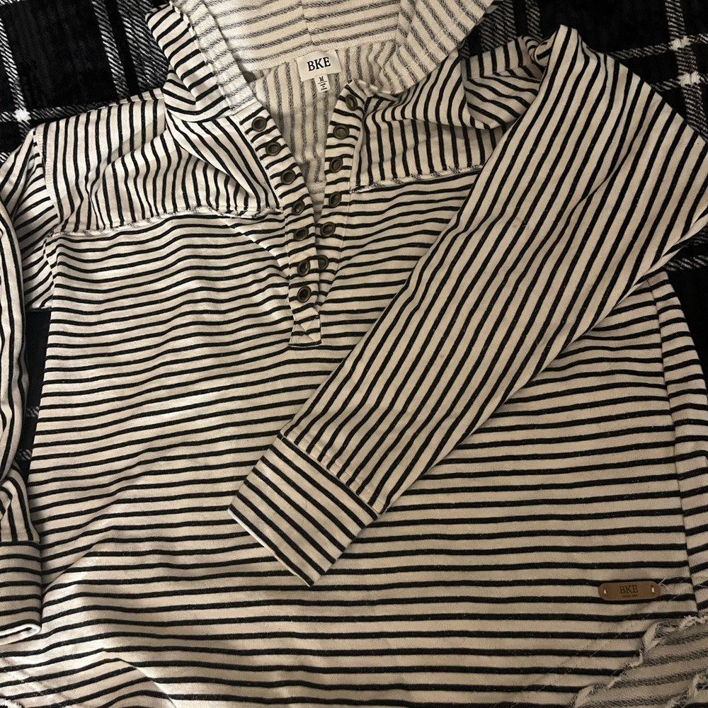 Bke Striped Sweater With Buttons Size Medium - image 1